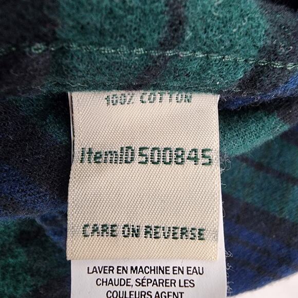 LL Bean Womens Flannel Shirt XL Petite Blue Green Button Plaid Fitted Outdoor - Picture 8 of 9